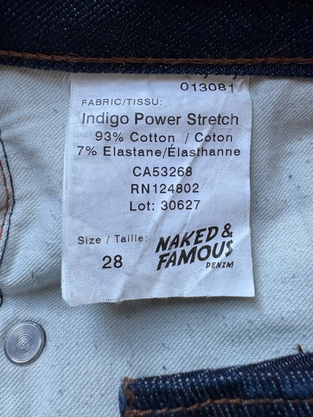 Naked & Famous Denim Dark Blue Slim Straight Jeans - Picture 4 of 4